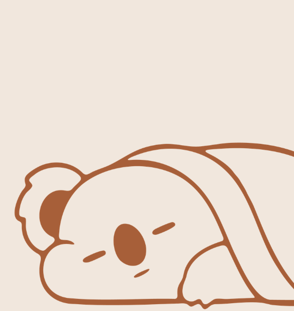 Tucksy koala mascot, a calm and friendly symbol of baby sleep support.